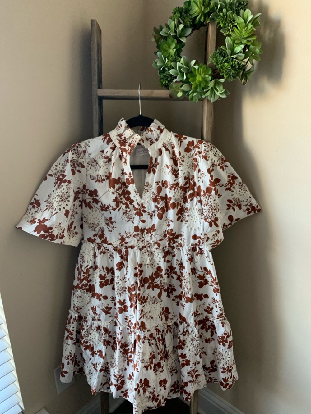 Shop the mint empire waist mini dress with eyelet details